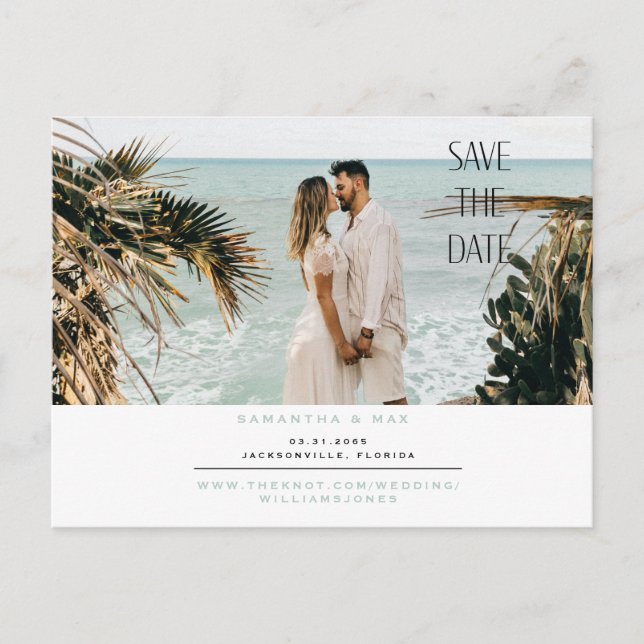Beach Photo Save the Date Postcard (Front)