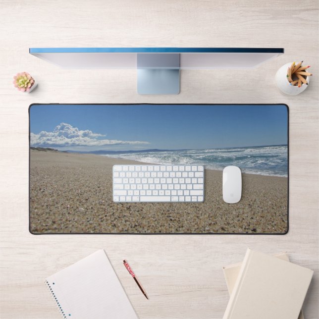 Beach Photo Surf and Sand White Clouds Coastal Desk Mat (Office 1)