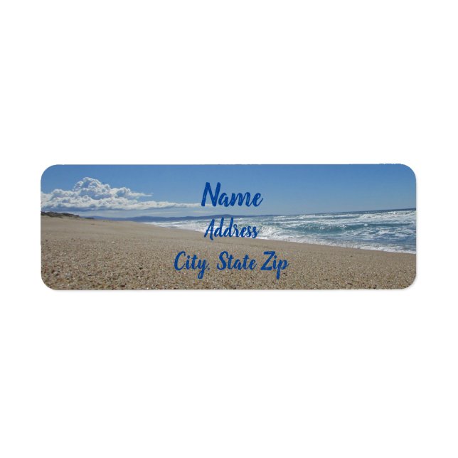 Beach Photo Surf Sand Blue Sky Pacific Coast Label (Front)