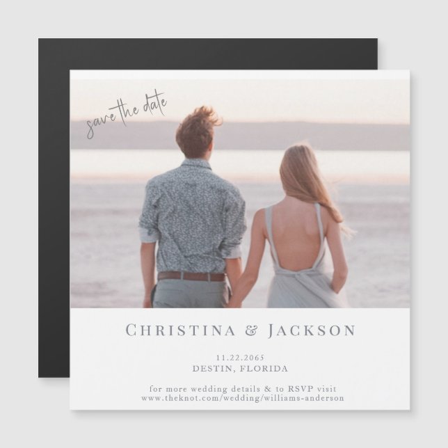 Beach Photo Wedding Save the Date Magnetic Invitation (Front/Back)