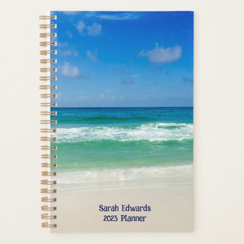 Beach Photography Blue Ocean Waves Custom 2023 Planner