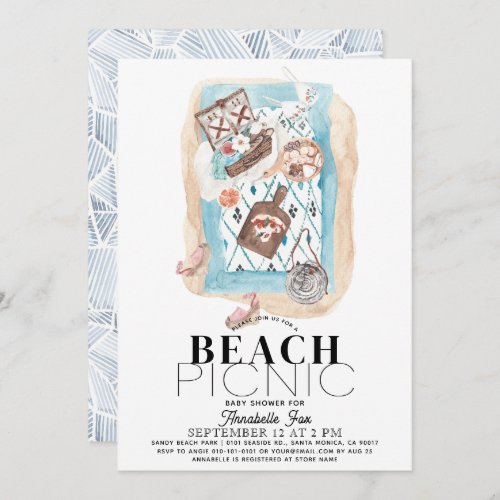 Beach Picnic Baby Shower Indigo Invitation