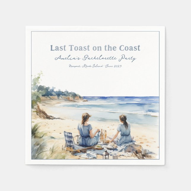 Beach Picnic Bachelorette Last Toast on the Coast  Napkins (Front)
