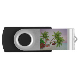 Beach Picnic Boat Bush Palm Trees Beach Chair Flash Drive
