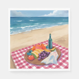 Beach Picnic Ocean Shore Painting Napkins
