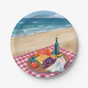 Beach Picnic   Ocean Shore Painting Paper Plates