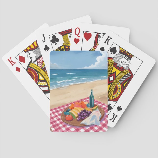Beach Picnic | Ocean Shore Painting Poker Cards (Back)