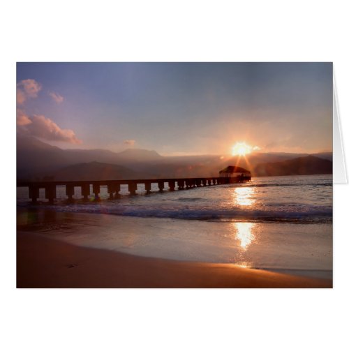 Beach pier at sunset Hawaii