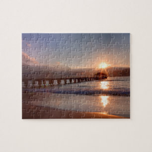 Beach pier at sunset, Hawaii Jigsaw Puzzle