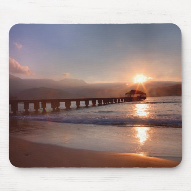 Beach pier at sunset, Hawaii Mouse Pad (Front)