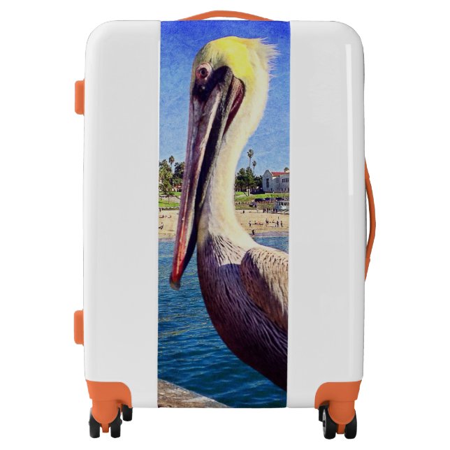 Beach pier pelican bird photo modern bold trendy luggage (Front)