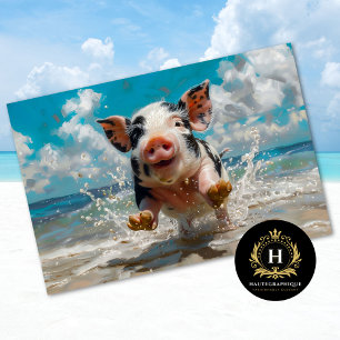 Beach Pig Swimming Ocean Decoupage Tissue Paper