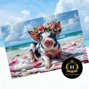 Beach Pig Swimming Ocean Decoupage Tissue Paper