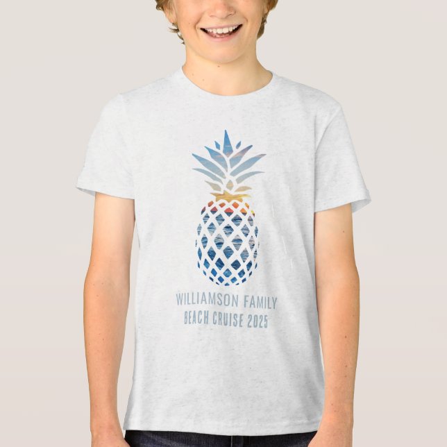 Beach Pineapple Sunset Tropical Summer Cruise Tri-Blend Shirt (Front)