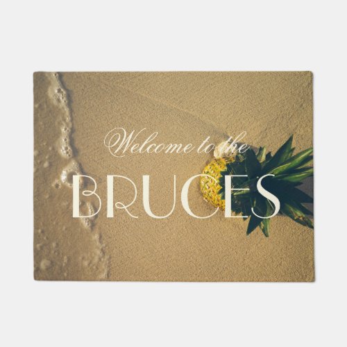Beach Pineapple Tropical Accent Personalized Doormat
