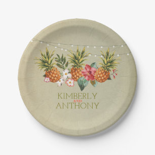 beach pineapple tropical wedding paper plates