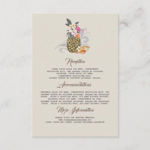 Beach Pineapple Wedding Information Guest Card