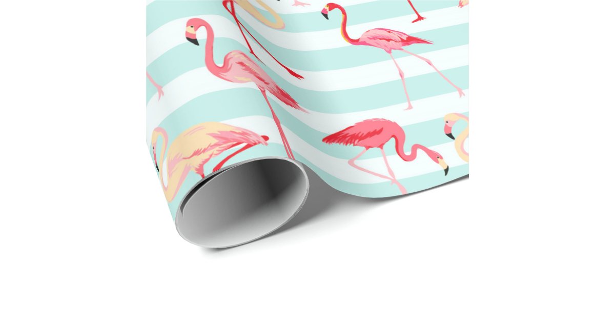 Beach pink flamingo stripe wrapping paper | Zazzle.com