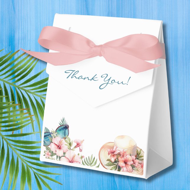 Beach Pink Floral Tropical Bridal Shower Favor Boxes (Creator Uploaded)