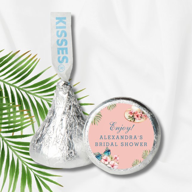 Beach Pink Flowers Tropical Bridal Shower Favor (Creator Uploaded)