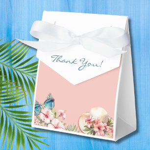 Beach Pink Flowers Tropical Bridal Shower Favor Boxes