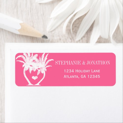 Beach Pink  Palm Tree Destination Chalkboard Label