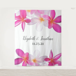 Beach Pink Plumeria Floral Hawaii Wedding Backdrop