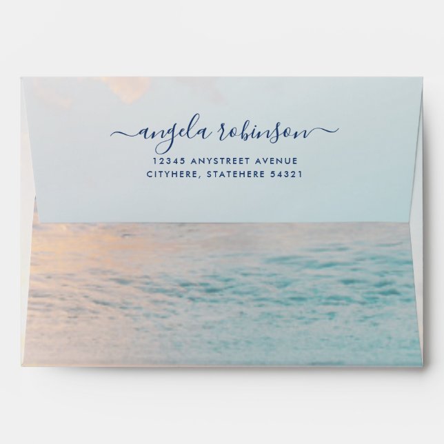 Beach Pink Teal Pastel Envelope (Back (Top Flap))