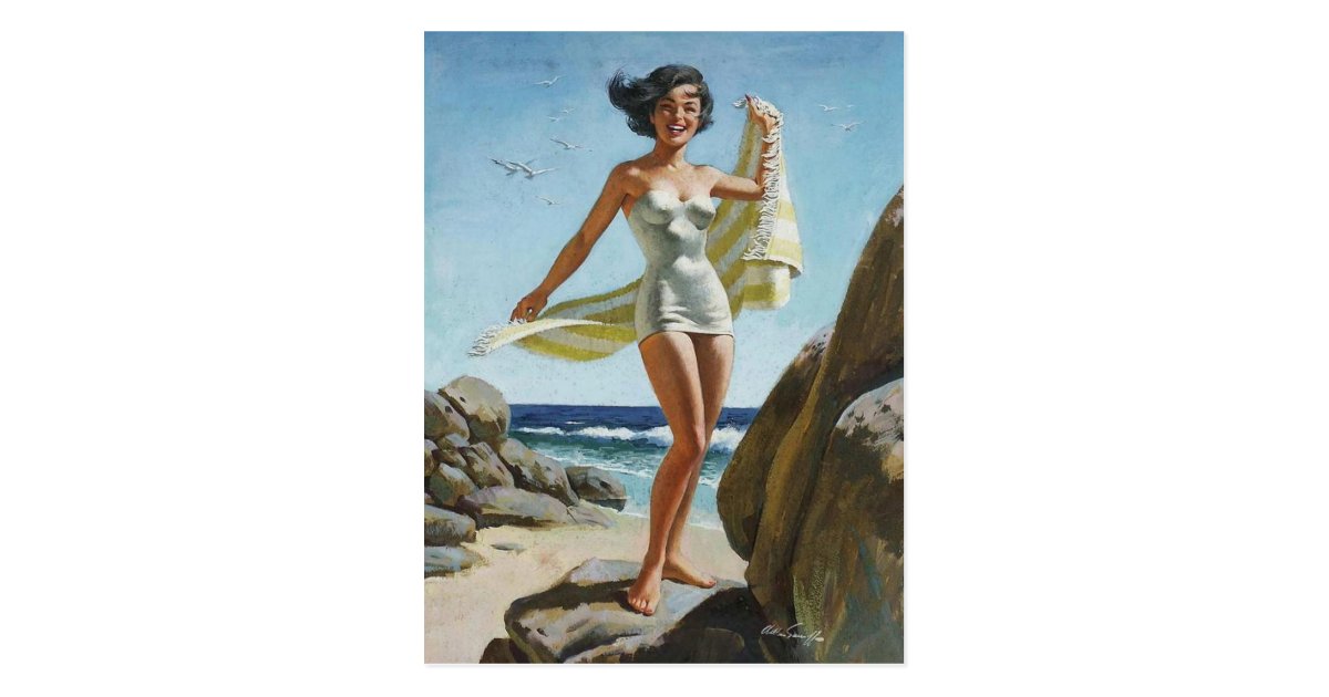 Beach PinUp Postcard