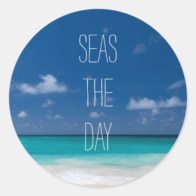 Beach Play of Words Classic Round Sticker (Front)