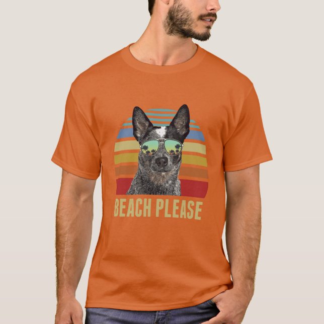 Beach Please Australian Cattle Dog Dog Funny Summe T-Shirt (Front)