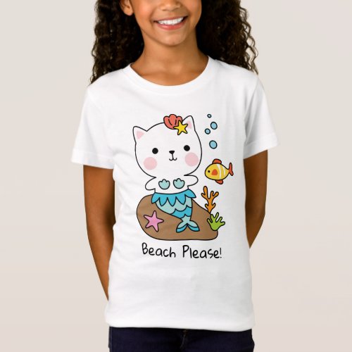 Beach Please  Cat Mermaid Mermeow Funny T_Shirt