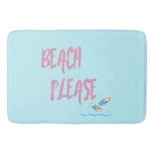Beach Please, Flip Flops Fun Cool Modern Bath Mat