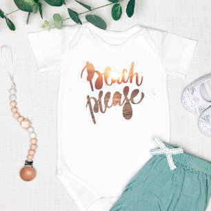 BEACH PLEASE, Fun Typography & Quote Baby bodysuit