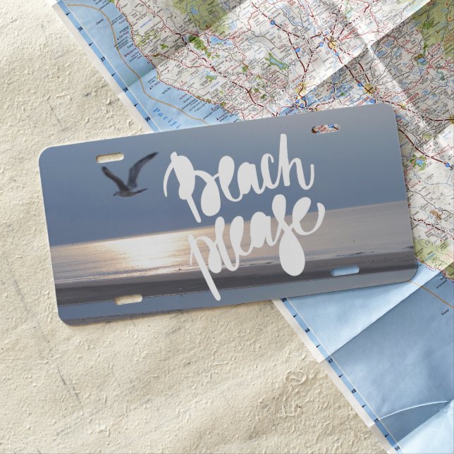 BEACH PLEASE | Fun Typography & Quote License Plate (In Situ)