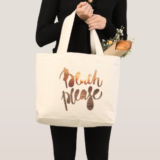 BEACH PLEASE | Fun Typography & Quote tote Bag