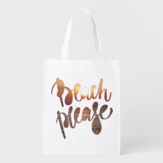 BEACH PLEASE | Fun Typography & Summer Quote Grocery Bag