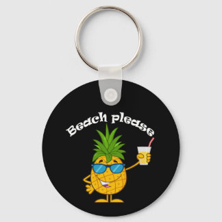 Beach Please - Funny Pineapple T-Shirt Keychain