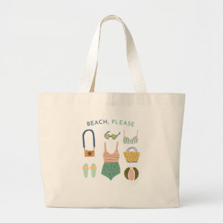 "Beach, Please" Large Tote Bag, Beach Bag