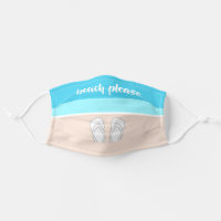 Beach Please Modern Abstract Monogram Cute Blue Cloth Face Mask