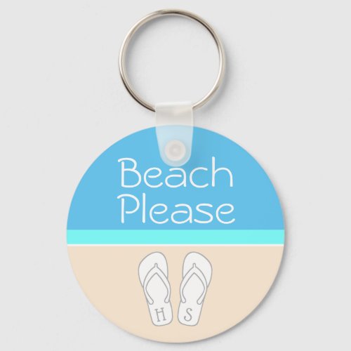 Beach Please Monogram Flip_Flops Modern Template Keychain