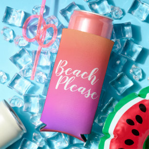 Beach Please Orange Hot Pink Ombre Seltzer Can Cooler