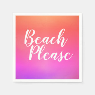Beach Please Orange Pink Ombre Beach Party Napkins