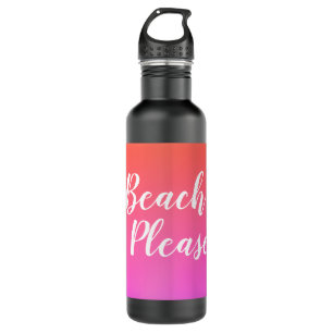 Beach Please Orange Pink Ombre Stainless Steel Water Bottle