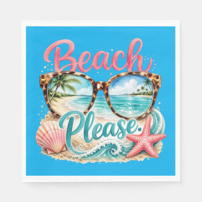 "Beach Please" Paper Napkins (Front)