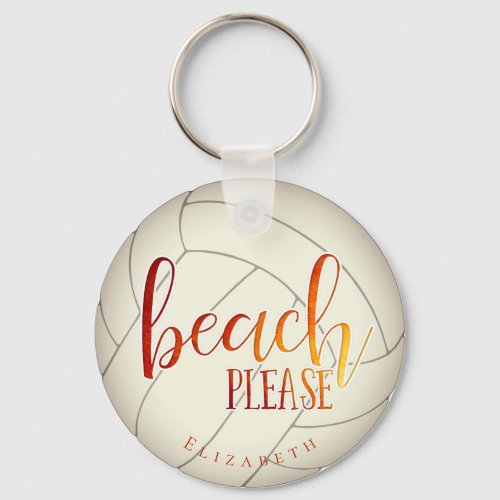 beach please personalized girls' volleyball keychain