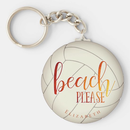 beach please personalized girls' volleyball keychain