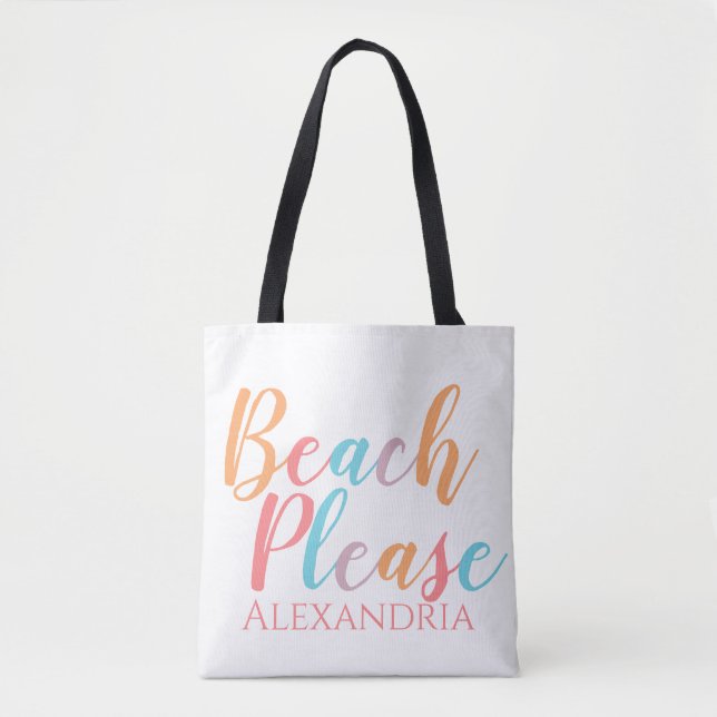Beach Please Personalized Name Beach Tote Bag (Front)