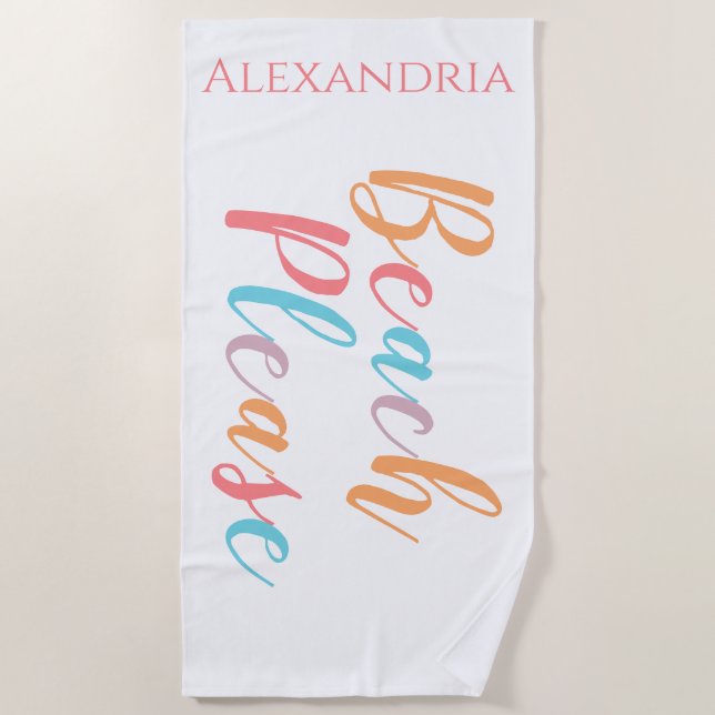 Beach Please Personalized Towel (Front)