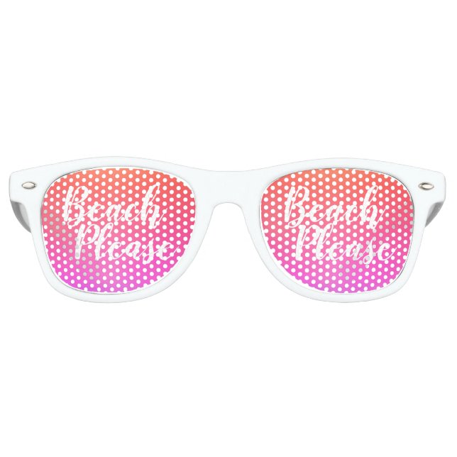 Beach Please Pink Orange Retro Sunglasses (Front)